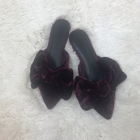 Rebecca Minkoff Alexis Velvet Bow Mules Slides - Picture 4 of 5